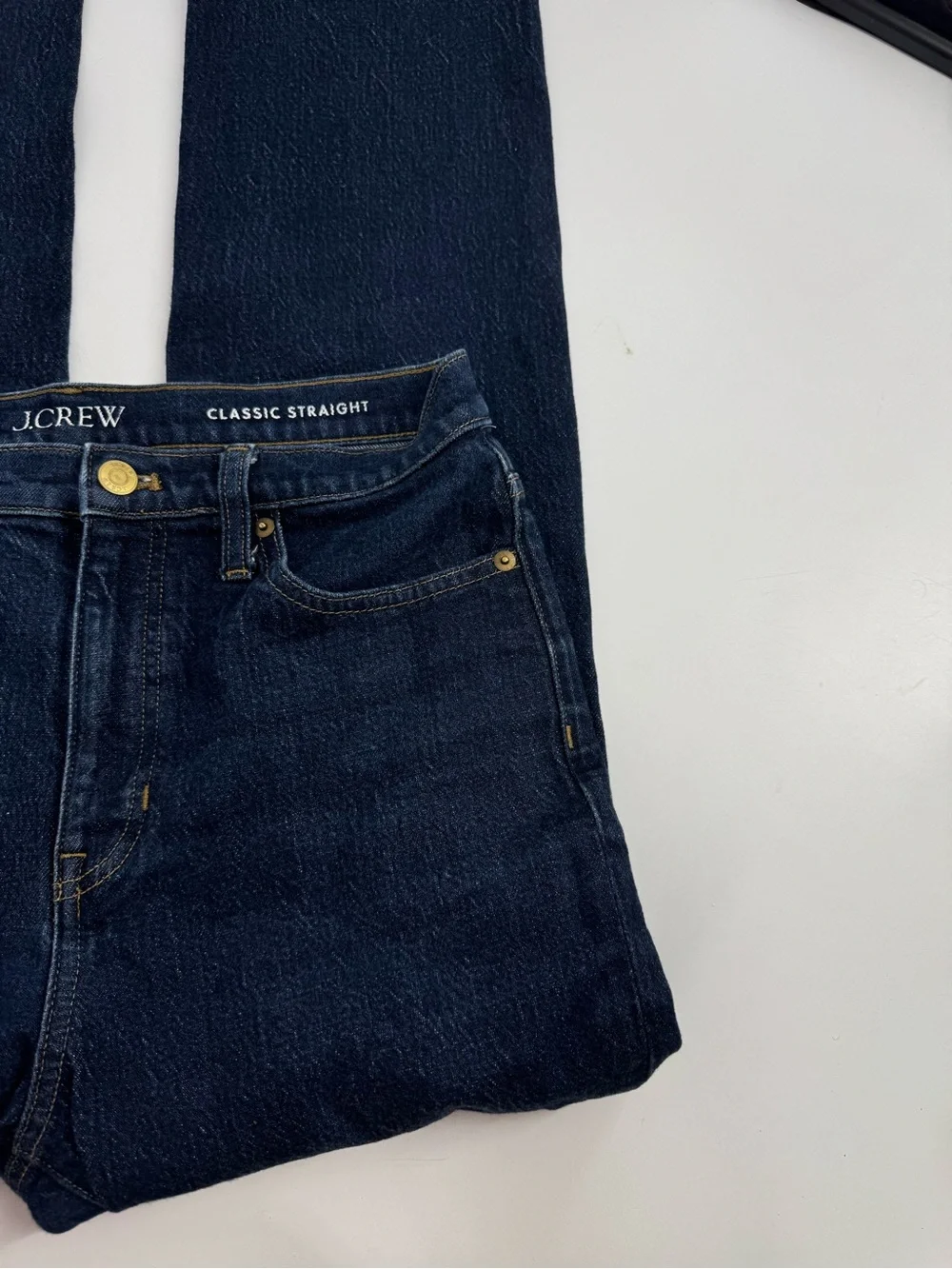 J. Crew Classic Straight Jeans Dark Wash Blue Stretch Denim High Rise Size 27